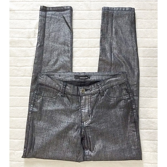 CONTRABAND Sz 7 Skinny Slvr Gray Met Stretch Jeans - Picture 2 of 6